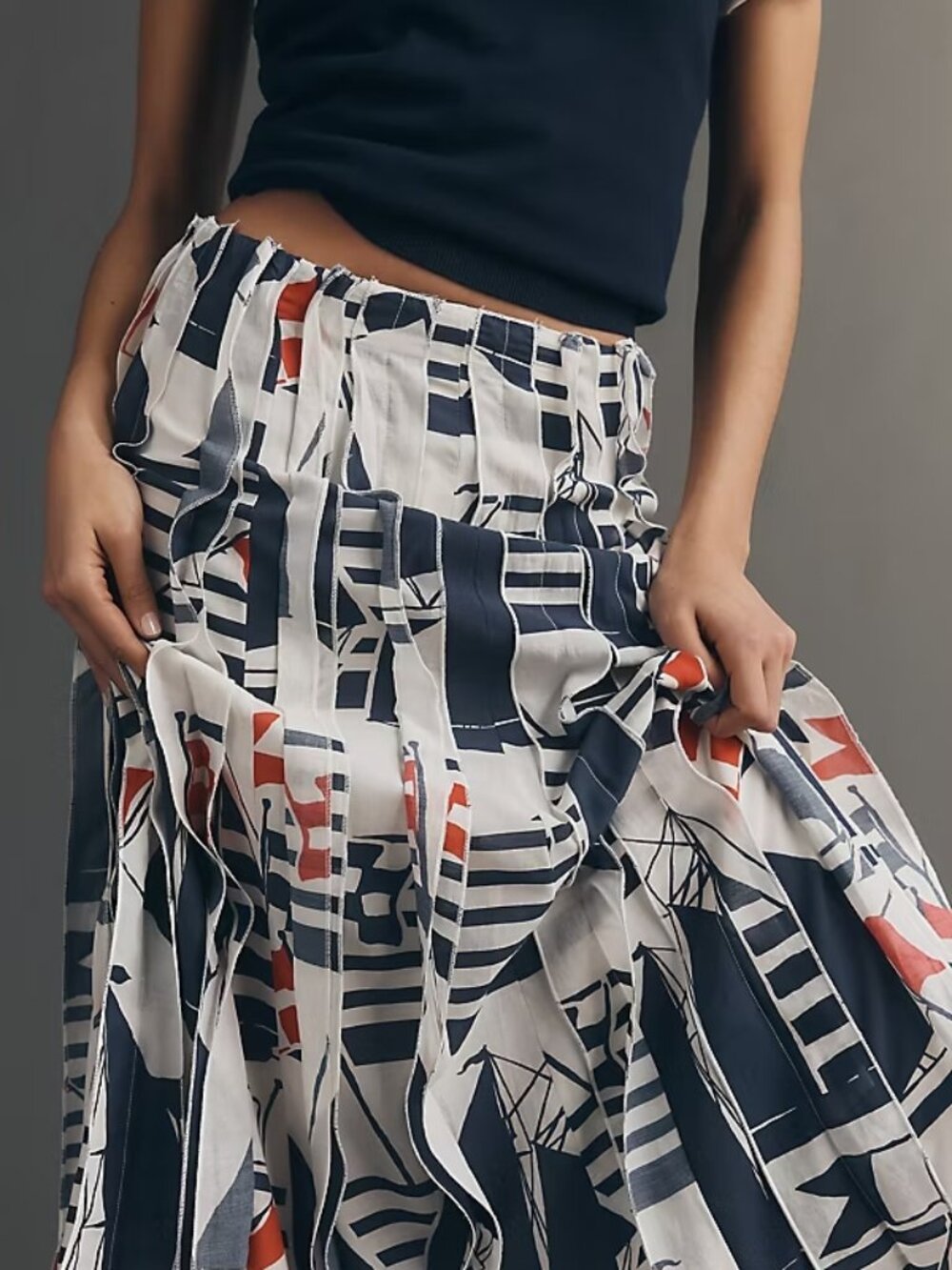 new anthropologie Maeve Graphic Piped Midi Skirt size XL nwt - Picture 3 of 6